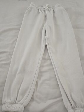 Source Unknown White Elastic Waist Sweatpants